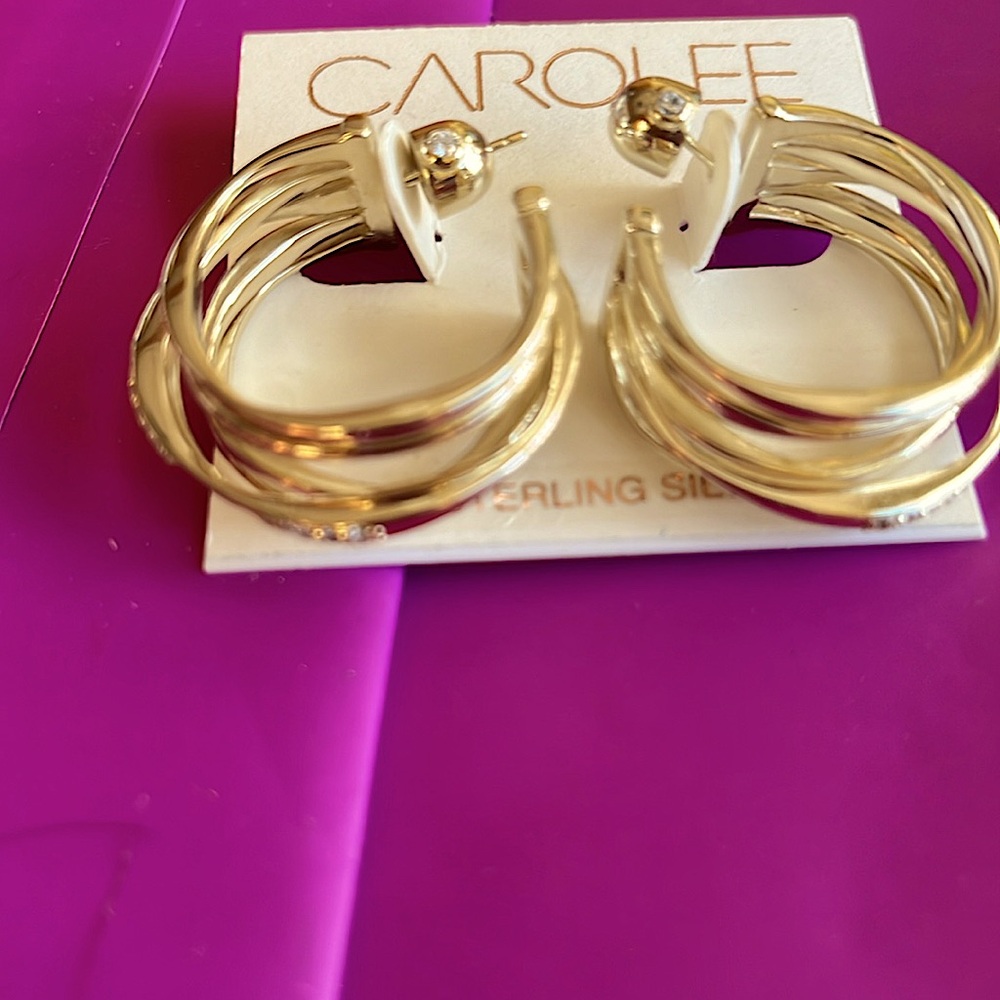 Gold / sterling silver diamond hoops